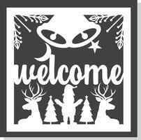 Merry christmas wooden Welcome sign  cute collection vector