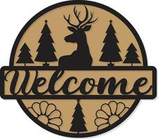 Merry christmas wooden Welcome sign  cute collection vector