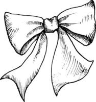 Graphic illustration of a bow.Hand drawn festive bow. vector