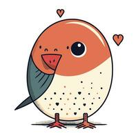 Cute cartoon bird with hearts. Vector illustration in a flat style.