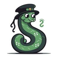 Snake in the hat of a witch. Vector illustration isolated on white background.