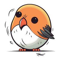 Cute cartoon little bird isolated on white background. Vector illustration.