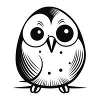 Cute owl. Black and white vector illustration isolated on white background