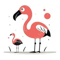 Flamingo and flamingo. Vector illustration in flat style.