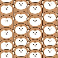 Repeat.Seamless pattern of cute face monkey background.Wild animal character cartoon design.Image for card,poster,sticker.Baby clothing.Kawaii.Vector.Illustration. vector