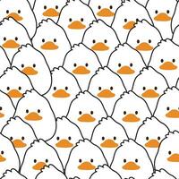 Repeat.Seamless pattern of cute face duck background.Farm animal character cartoon design.Kid graphic.Hand drawn.Kawaii.Vector.Illustration. vector