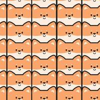 Seamless pattern of cute face smile dog background.Animal character design.Pet hand drawn.Repeat.Kawaii.Vector.Illustration vector