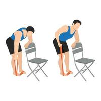 Man doing bent over single arm banded row exercise. vector