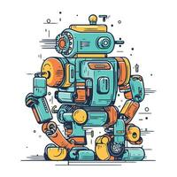 Cute robot in doodle style. Vector illustration for your design