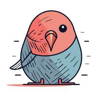 Cute cartoon parrot character. Vector illustration in line art style.