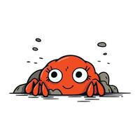 Red crab cartoon character. Vector illustration of a cute red crab.