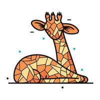 Giraffe icon in flat style. Animal vector illustration on white isolated background.