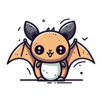 Cute cartoon flying bat isolated on white background. Vector illustration.