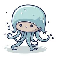 Cute cartoon octopus. Vector illustration in a flat style.