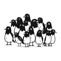 Penguin family isolated on a white background. Vector illustration.