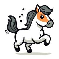 Cartoon horse running on white background. Vector illustration in flat style.