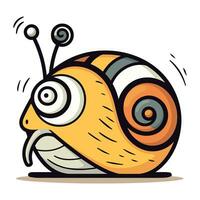 Cartoon funny snail. Vector illustration. Isolated on white background.