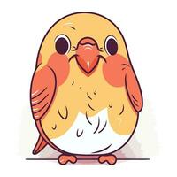 Cute cartoon little bird isolated on white background. Vector illustration.