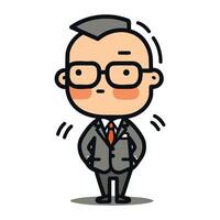 Businessman Cartoon Character Wearing Glasses and Suit Vector Illustration