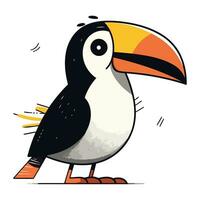 Cute cartoon toucan on a white background. Vector illustration.