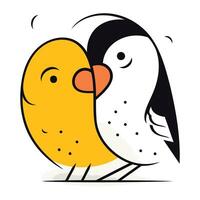 Cute penguin and chick. Vector illustration in cartoon style.