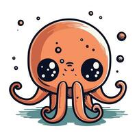 Cute cartoon octopus isolated on white background. Vector illustration.