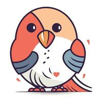 Funny cartoon bird character. Vector illustration in a flat style.