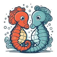 Cute couple of seahorses. Vector illustration for your design