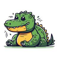 Cartoon crocodile. Vector illustration of a cute little crocodile.