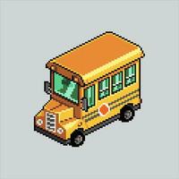 píxel Arte ilustración colegio autobús. pixelado colegio autobús. colegio autobús pixelado para el píxel Arte juego y icono para sitio web y vídeo juego. antiguo colegio retro vector