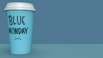 The cup on table for Blue Monday concept 3d rendering photo