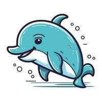 linda dibujos animados delfín. vector ilustración aislado en un blanco antecedentes.