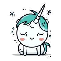 Cute unicorn. Vector illustration. Cartoon style. Isolated on white background.