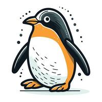 Cute penguin. Vector illustration. Hand drawn cartoon penguin.