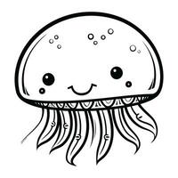 Jellyfish. Hand drawn vector illustration of a cute jellyfish.