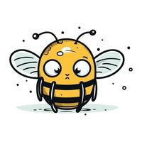 linda dibujos animados abeja. vector ilustración aislado en un blanco antecedentes.