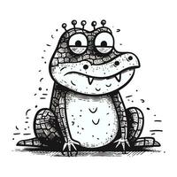 Cute cartoon frog. Hand drawn vector illustration for kids coloring book.