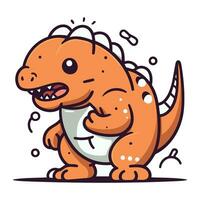 Cute cartoon dinosaur. Vector illustration of a funny little dinosaur.