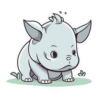Cute rhinoceros vector illustration. Cartoon animal character.