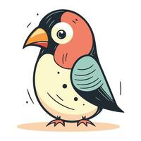 Vector illustration of a cute cartoon bullfinch on white background.