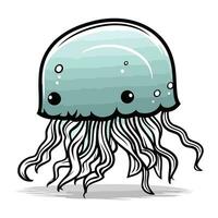 Jellyfish on white background. Vector illustration in cartoon style.