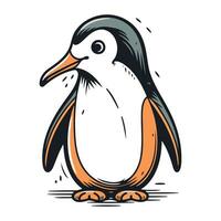 linda pingüino aislado en blanco antecedentes. vector mano dibujado ilustración.