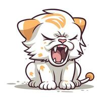 Cartoon Illustration of Cute Puppy Cat Yawning vector
