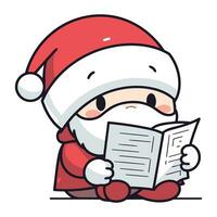 Santa Claus reading a book. Cute cartoon character. Vector illustration.