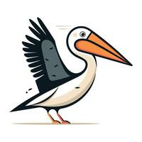 Pelican isolated on white background. Cartoon style. Vector illustration.