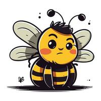 Illustration of a cute cartoon bee isolated on a white background. vector