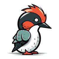 Cartoon vector illustration of a cute red headed woodpecker