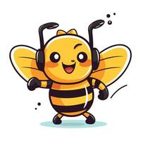 linda dibujos animados abeja. vector ilustración. aislado en blanco antecedentes.