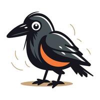 Crow isolated on white background. Vector illustration in cartoon style.