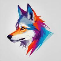 colorful wolf, WPAP art, POP ART, AI generated. photo